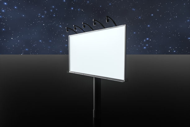 3d渲染，空白广告牌在夜景图片下载
