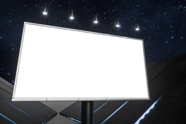 3d渲染，空白广告牌在夜景图片下载