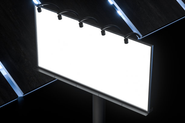 3d渲染，空白广告牌在夜景图片下载