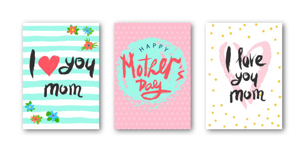 卡片上印有“我爱妈妈，母亲节快乐”的字样，并带有装饰元素图片下载