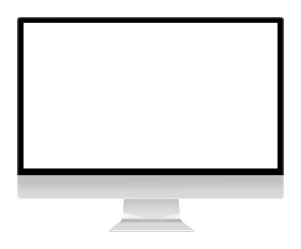 计算机显示器屏幕插图孤立的白色与剪辑路径图片下载