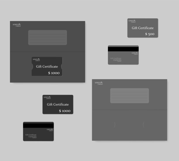 礼品磁条卡与半折叠小册子持有人-矢量模板图片下载