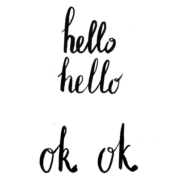 文字标志印刷为t恤用动力时尚书法字体，栅格手写毛笔定制独特的绘图。你好ok问候语，概念黑孤立上白图片下载