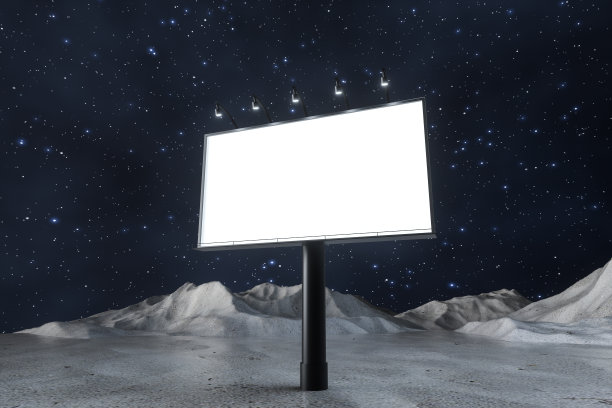 3d渲染，空白广告牌在夜景图片下载