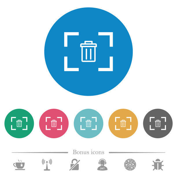 删除图像从相机平面圆形图标图片下载