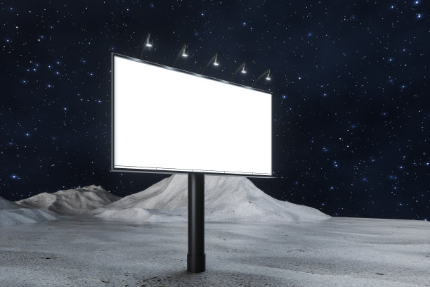 3d渲染，空白广告牌在夜景图片下载