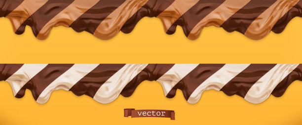 巧克力酱。焦糖流。花生酱。无缝模式三维矢量图片下载