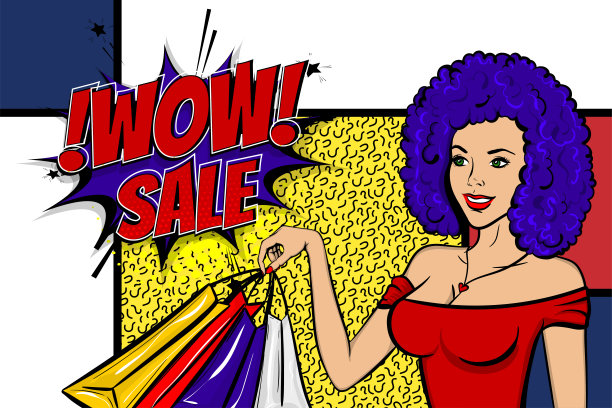 波普女艺术复古女快乐脸图片下载