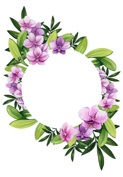 卡片模板与水彩粉红色兰花图片下载