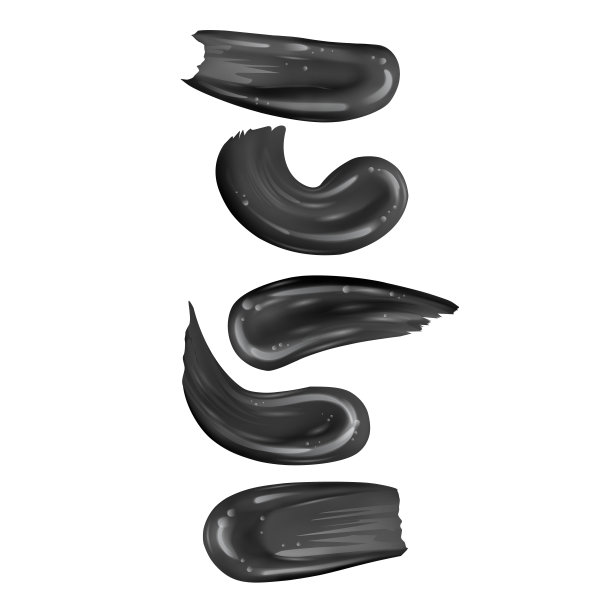 逼真的化妆笔触孤立在白色。黑奶油元素模型。奶油涂片。图片下载