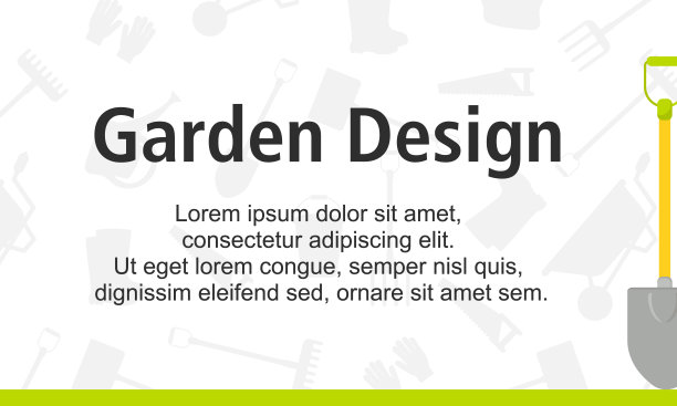 花园设计海报，绿色背景上有园艺工具。背景不同的设计:卡片，海报，销售，新闻。矢量图图片下载