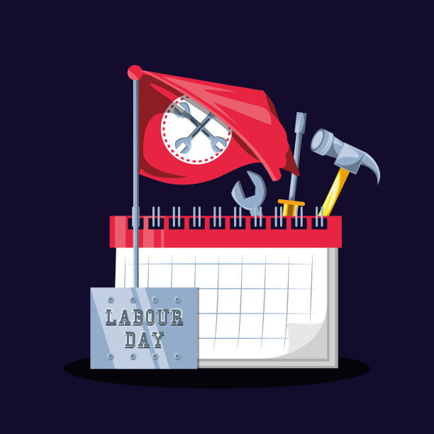 用日历和工具庆祝劳动节图片下载