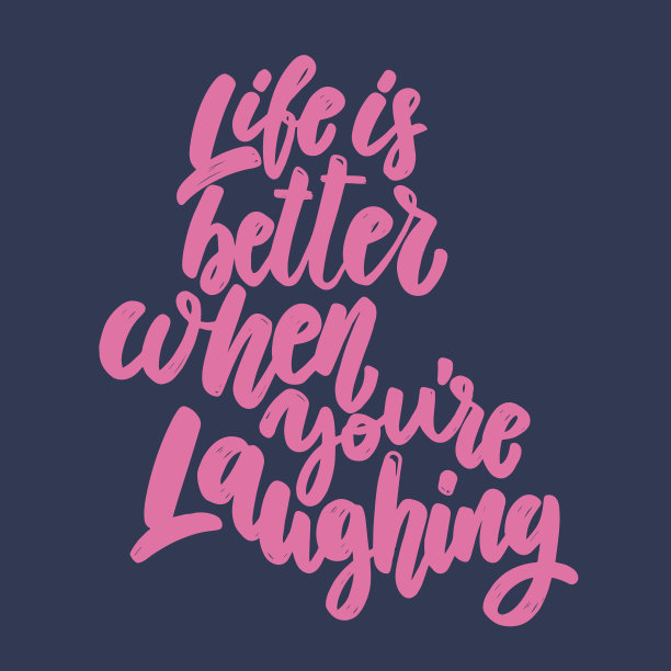 当你笑的时候，生活更美好。刻字短语的明信片，横幅，传单。图片下载