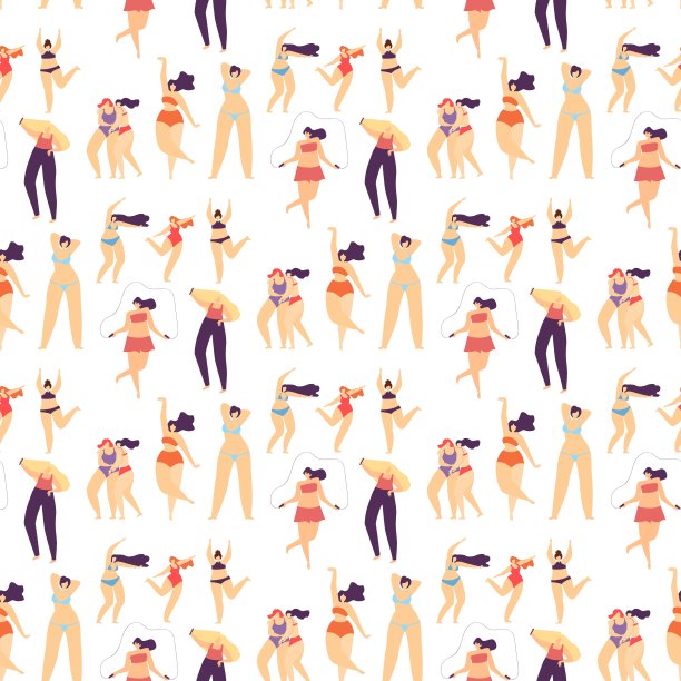 平面无缝模式活跃的运动加大尺寸的女孩图片下载