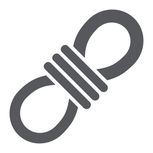 绳子字形图标，露营和旅游，结标志，矢量图形，在白色背景上的固体图案。图片下载