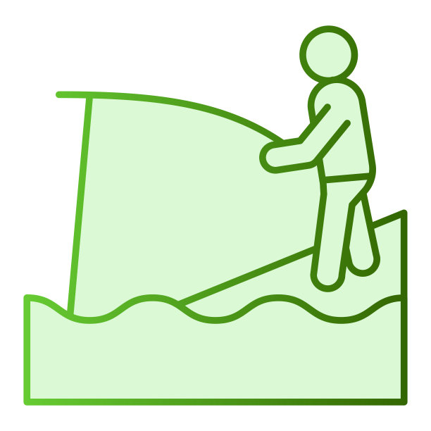 渔夫平图标。钓鱼绿色图标在时尚的扁平风格。Fisher和rod渐变风格设计，为网页和应用设计。Eps 10。图片下载