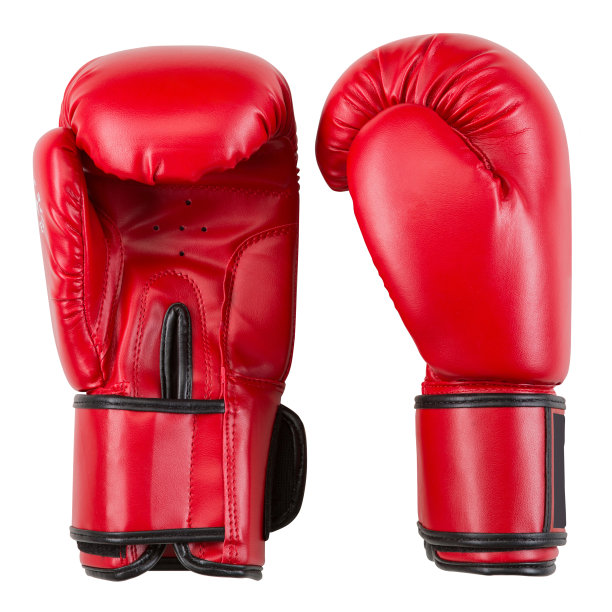 一双新的拳击手套，皮手套，在一个白色的背景图片下载