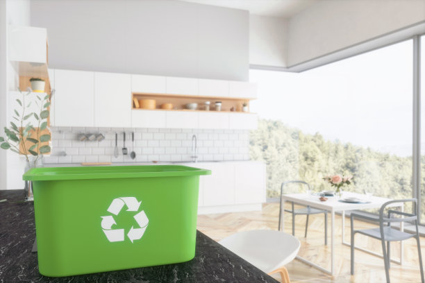 厨房桌上的回收箱图片下载