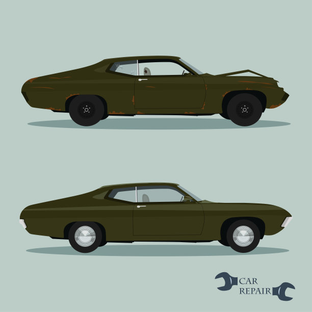 经典汽车隔离维修。向量illustrationt图片下载