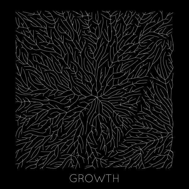 向量生枝生长模式。类似地衣的有机结构，具有脉。单色方形生物血管网。图片下载