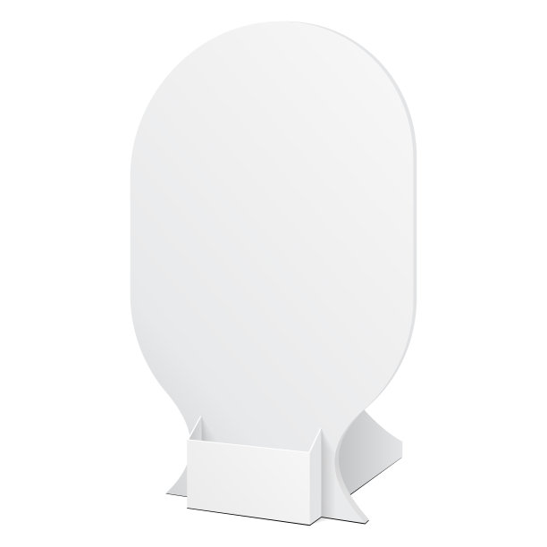 白色POS POI纸板空白空白展示盒持有人的广告传单，单张或产品在白色背景孤立。为你的设计做好准备。产品演示。向量EPS10图片下载