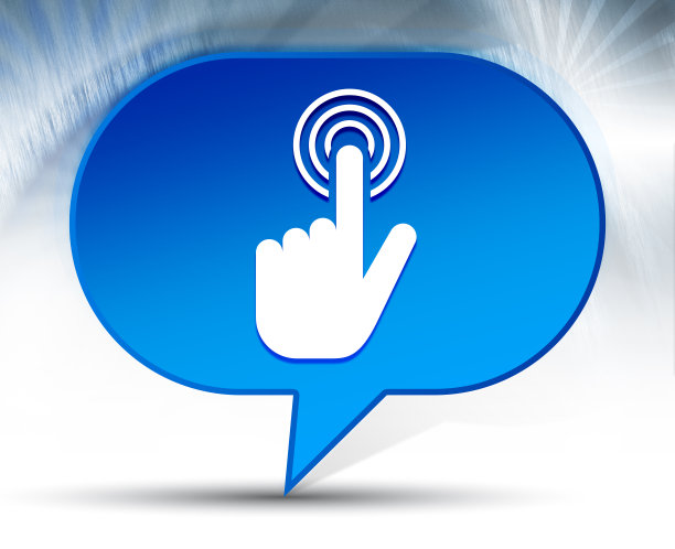 手光标点击图标蓝色气泡背景图片下载