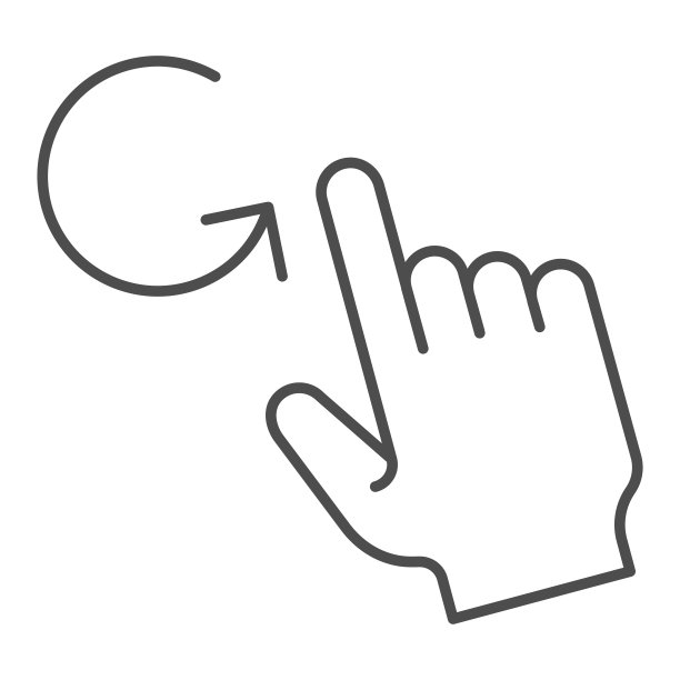 一个手指旋转细线图标。Swipe矢量插图孤立在白色上。点击大纲样式设计，为网页和应用设计。Eps 10。图片下载