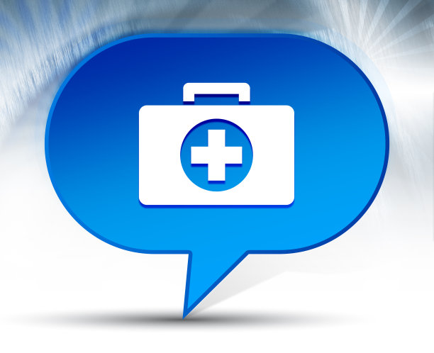 急救箱图标蓝色泡泡背景图片下载