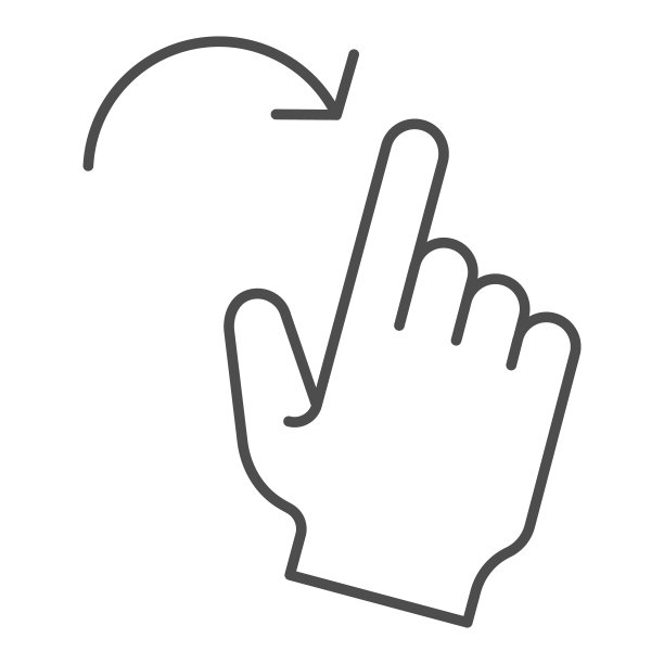 轻弹右手势细线图标。向右滑动矢量图孤立在白色上。点击大纲样式设计，为网页和应用设计。Eps 10。图片下载