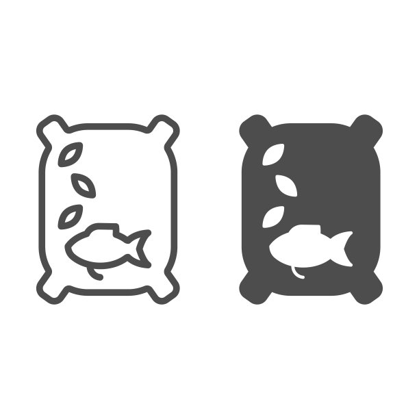 鱼饲料线和字形图标。鱼的食物插图孤立在白色。引诱大纲风格设计，为网页和应用设计。Eps 10。图片下载