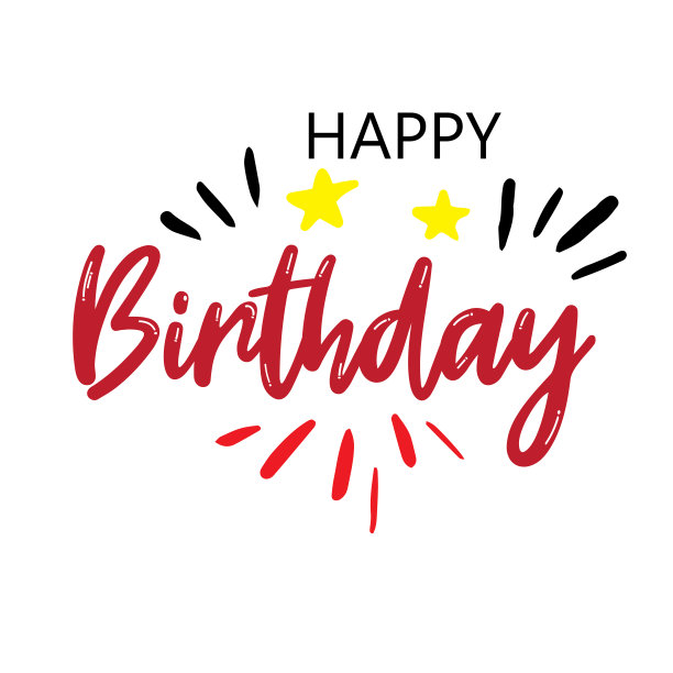 卡片上用书法写生日快乐。矢量插图在斯堪的纳维亚风格-矢量图片下载