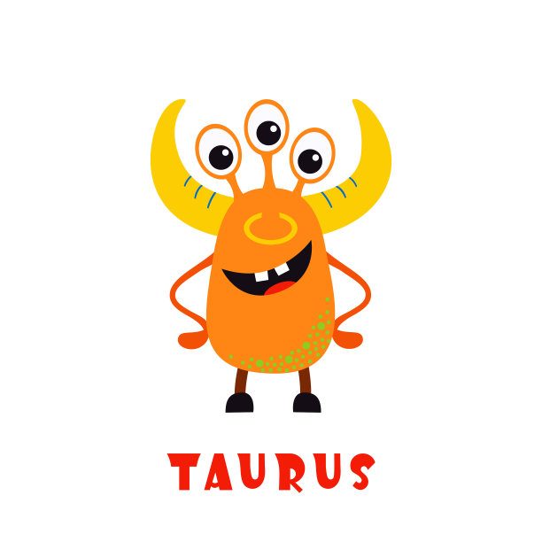 有趣的怪物占星-金牛座-矢量图片下载