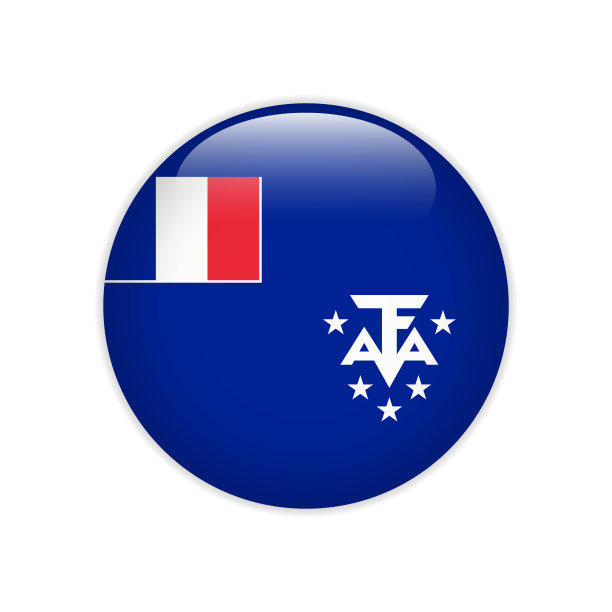 法国南部和南极的国旗按钮图片下载