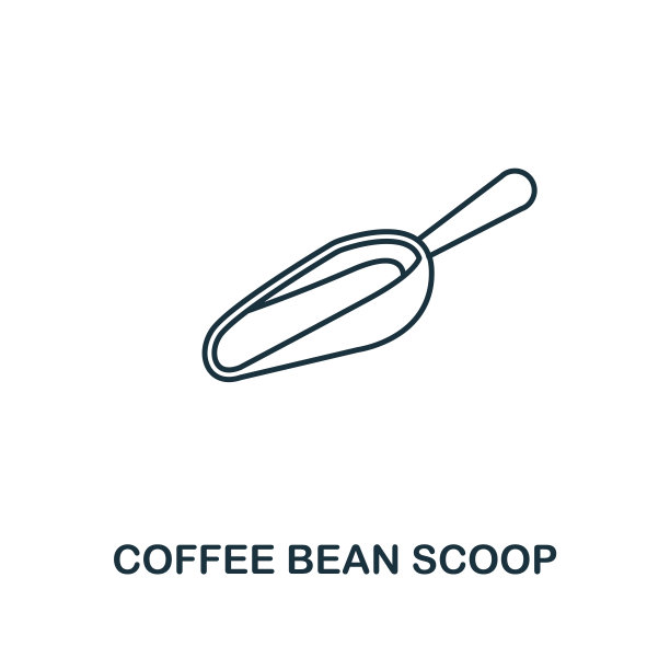 咖啡豆勺图标。细线符号设计来自咖啡店图标收藏。用户界面和用户体验。创意简单的咖啡豆勺图标为网络和移动图片下载