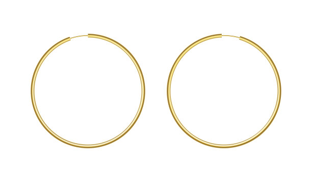圆形的金耳环模型孤立在白色的背景。女金手镯夫妇。优雅浪漫的礼物。最好的质量。矢量设计元素。图片下载