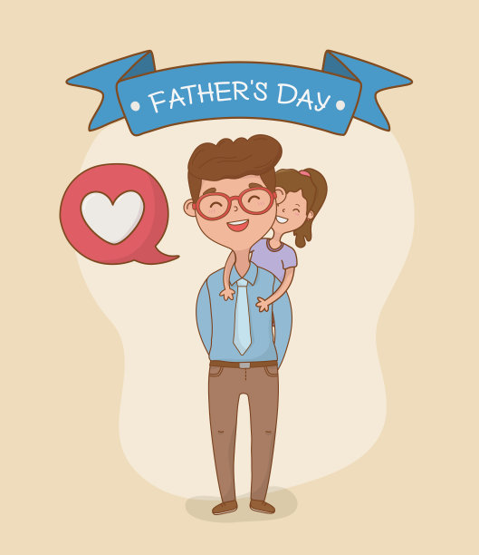 父女人物卡素材图片