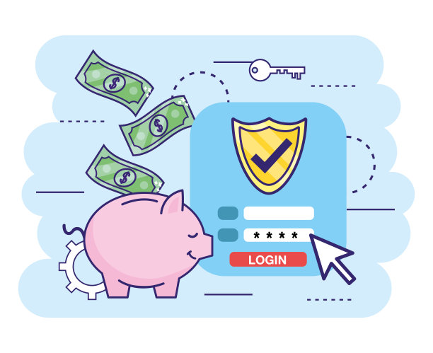 有安全密码和账单的数字银行图片下载