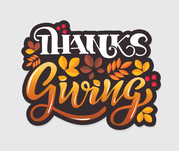 Happy Thanksgiving Day – hand drawn doodle lettering label art banner poster template图片下载