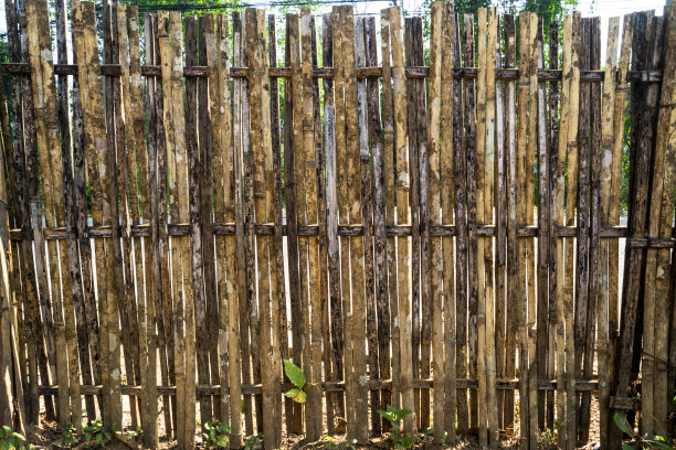 背景是泰国一个乡村的老竹篱笆。图片下载