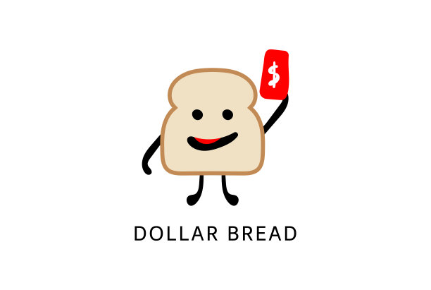 扁平的面包与美元插图图片下载