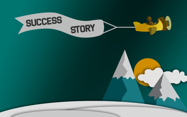 飞机上挂着成功的故事横幅图片下载