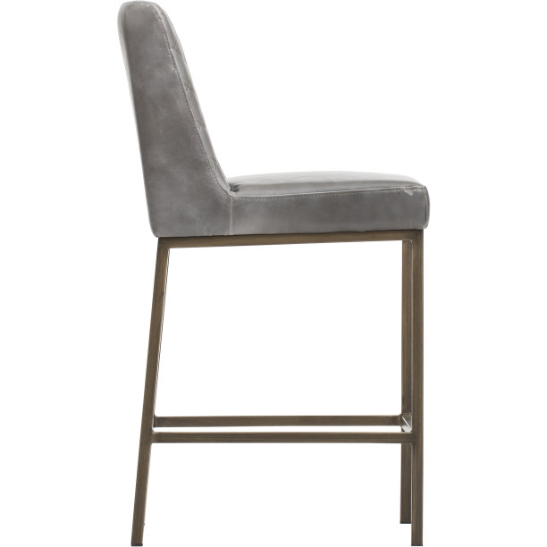 深灰色-家具-太阳盘，八角餐厅椅-古董黄铜-深灰色织物，酒吧凳，白色背景的靠垫图片下载