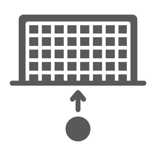 足球门字形图标，体育和足球，点球标志，矢量图形，白色背景上的固体图案。图片下载