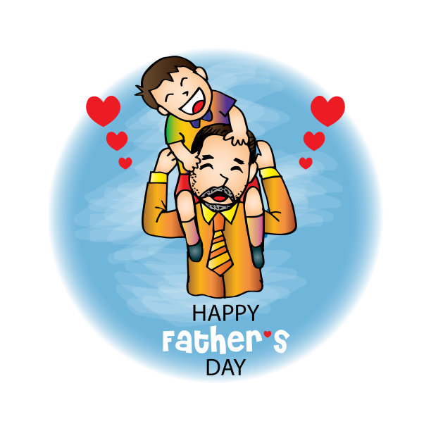 Happy father’s day card with son and father图片下载