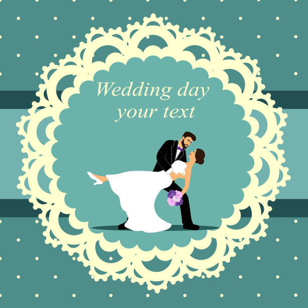 复古风格的新郎新娘请柬。新娘和新郎。图片下载