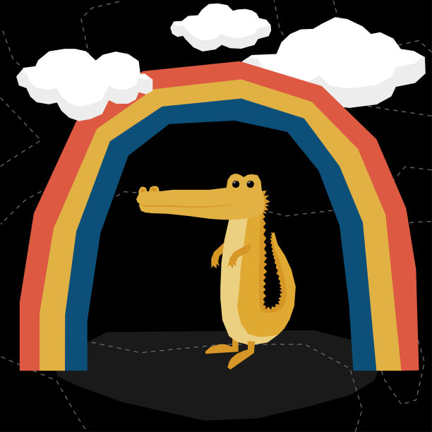 抽象可爱的剪纸鳄鱼图案。图片下载