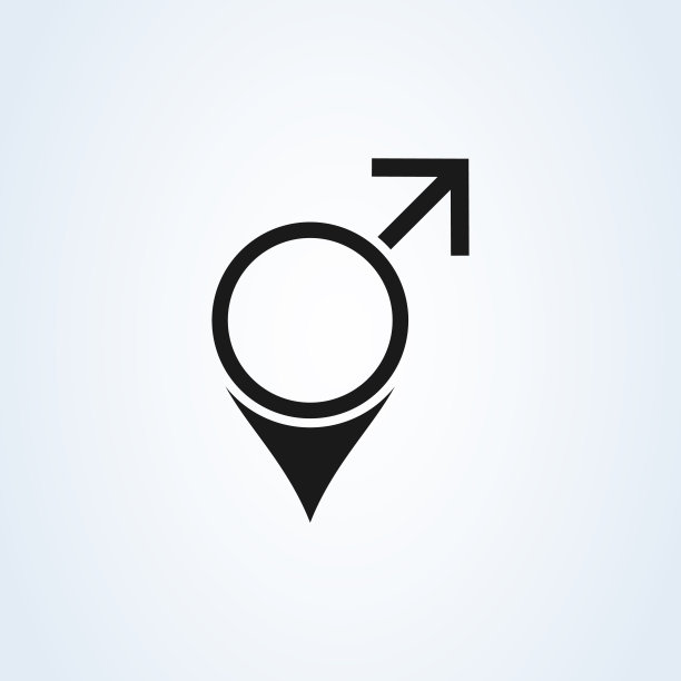 性别男性和引脚矢量图标在时尚的平面风格孤立图片下载