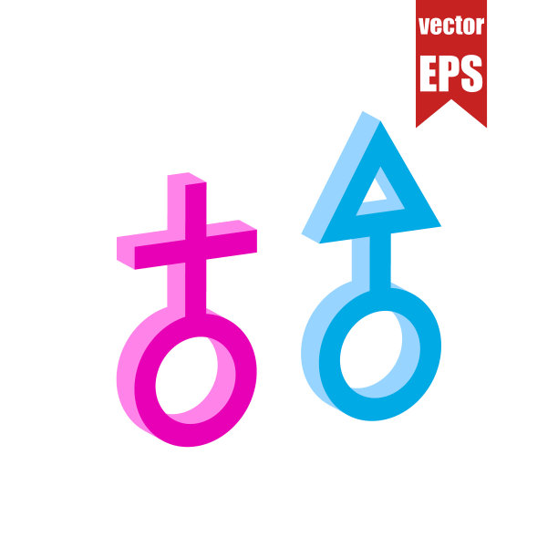 性别符号。等距和3D视图。图片下载