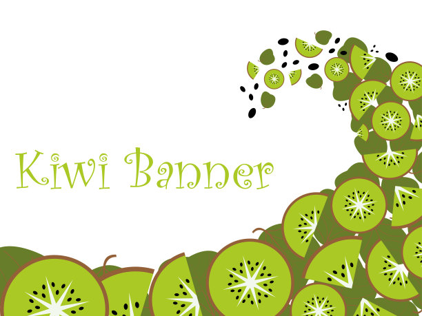 Kiwi旗帜模板与文本样本在平面风格。图片下载