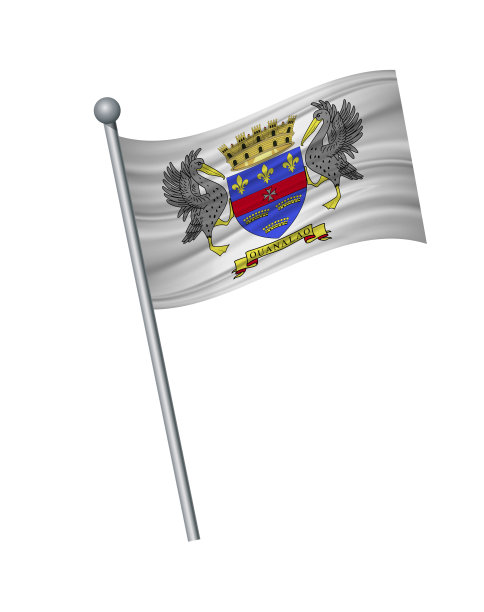 旗帜在旗杆上飘扬，官方颜色和比例正确。矢量插图孤立在白色背景。图片下载